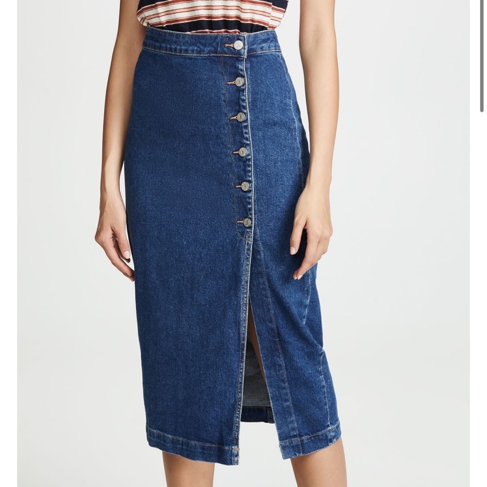 Free People Denim Midi Skirt